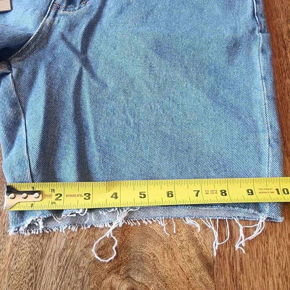 Thrills Mandude Shorts Mens 34 Blue Denim Raw Hem Organic Cotton Stretch Bermuda